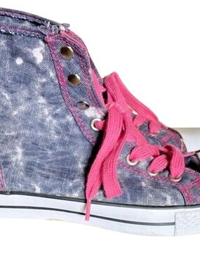 Fashion High Top Sneakers Denim Pink Size 8 1/2